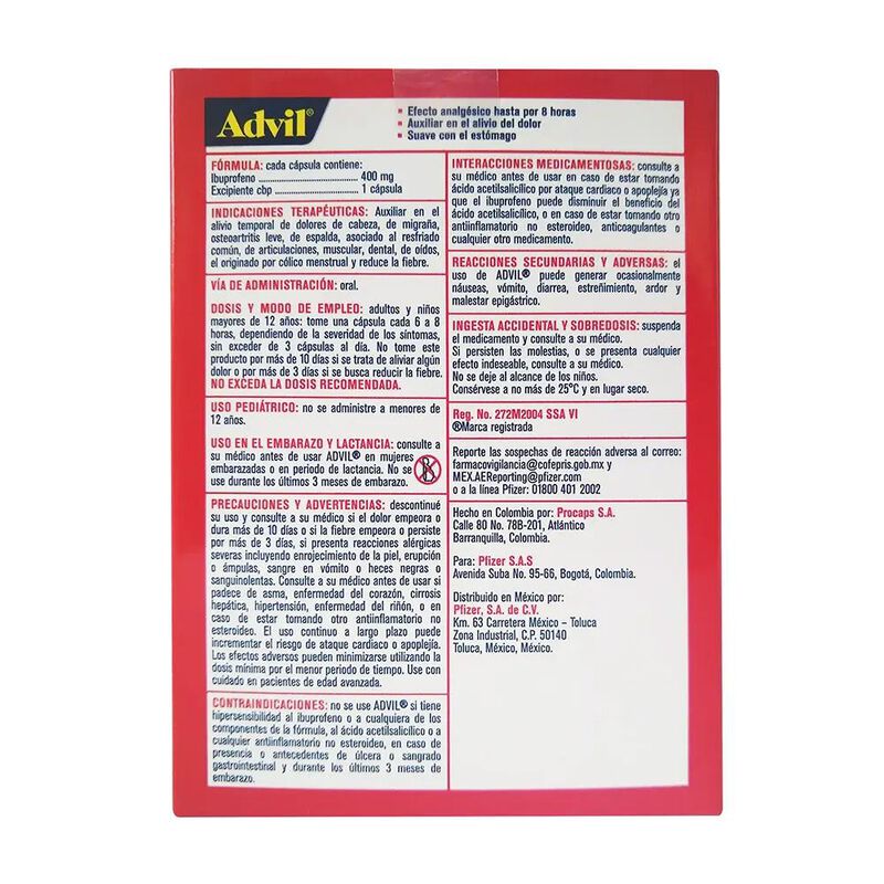 Advil Max 400 Mg 20 C&aacute;psula(s) image number null