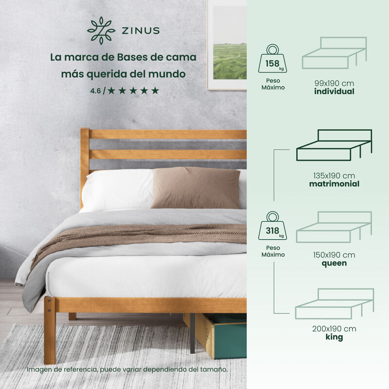 Zinus | Leah | Base De Cama Matrimonial De Bamb... image number null