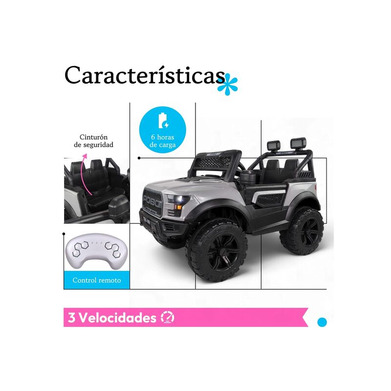 Montable El&eacute;ctrico Tipo Jeep 12v Doble Motor Co... image number null