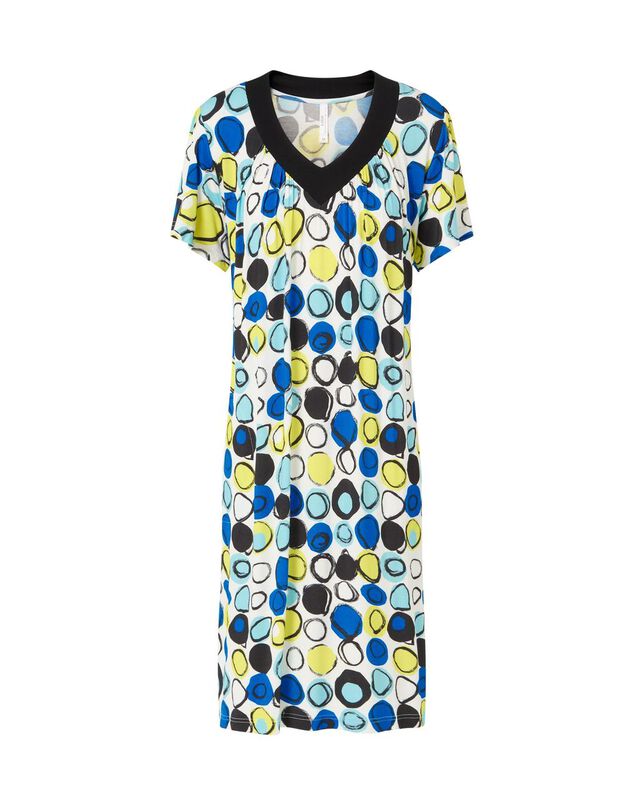 Vestido Corto de Viscosa con Cuello en Pico y M... image number null