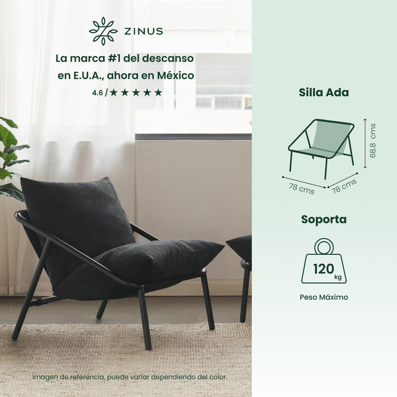 Zinus | Silla De Metal Zinus Ada Con Cojines De... image number null