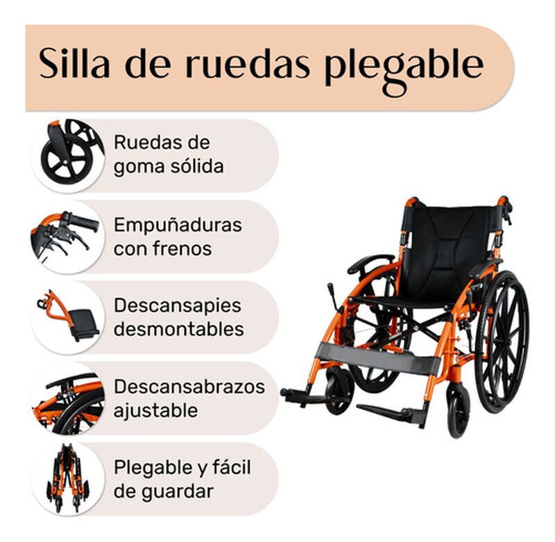 Silla Ruedas Deportiva Ligera Aluminio Plegable... image number null