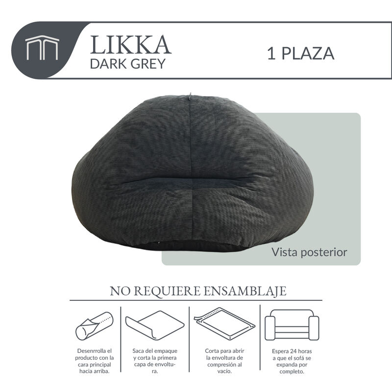 Sill&oacute;n Espuma Alta densidad LIKKA Dark Grey 1 p... image number null