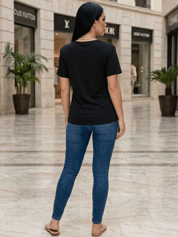 Blusa Casual Estampada Malabis Bl-1042 Negro image number null
