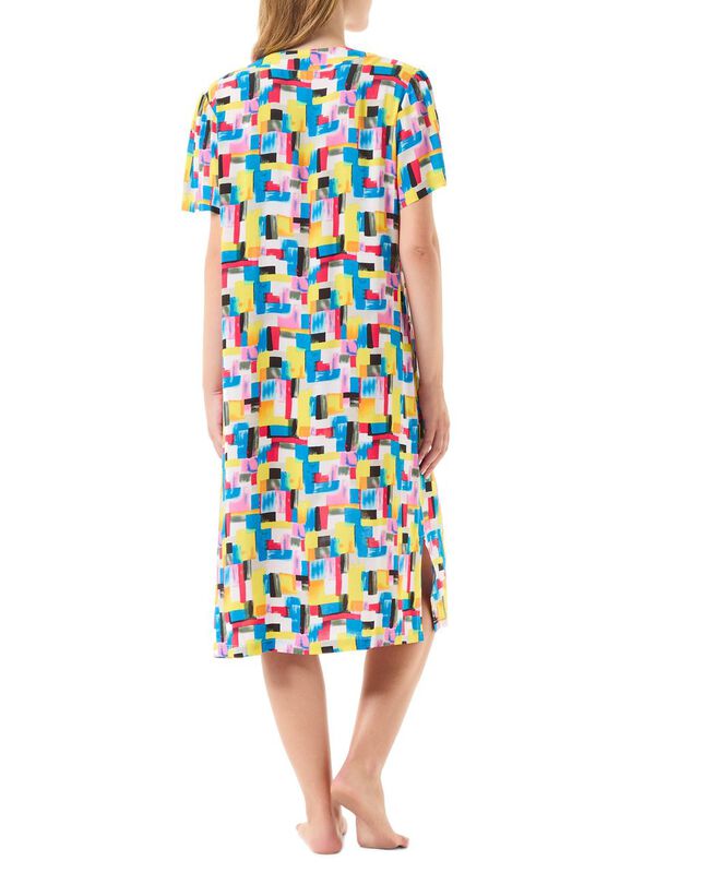 Vestido Corto de Viscosa con Cuello en Pico Ama... image number null