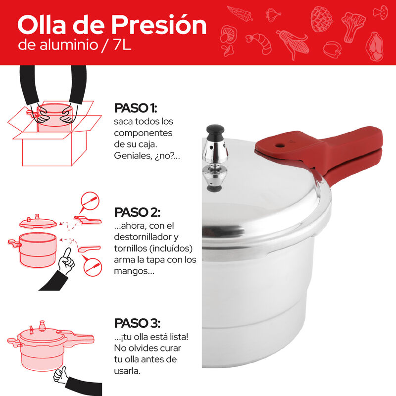 Cookit Olla De Presi&oacute;n Aluminio 7L Con Vaporera... image number null