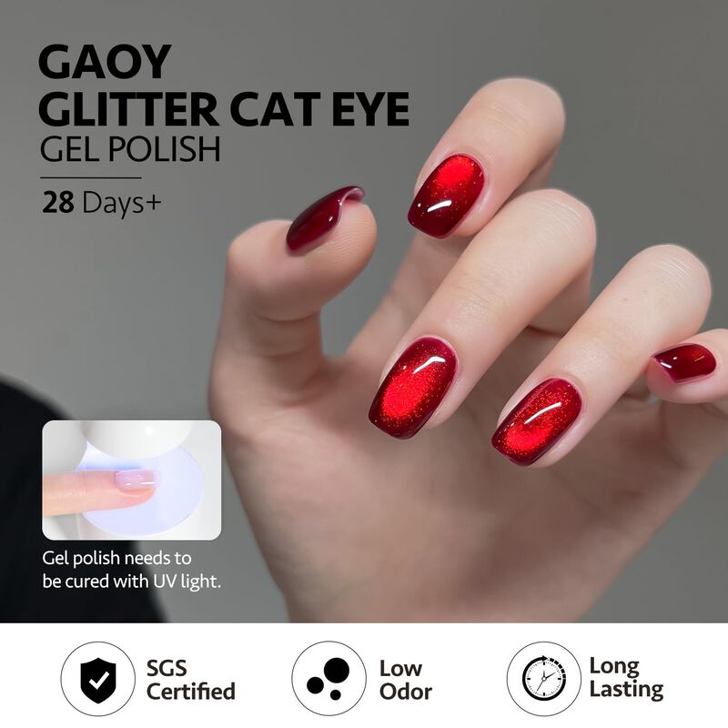 Esmalte De U&ntilde;as Gaoy Red Cat Eye Gel 16 Ml Con ... image number null