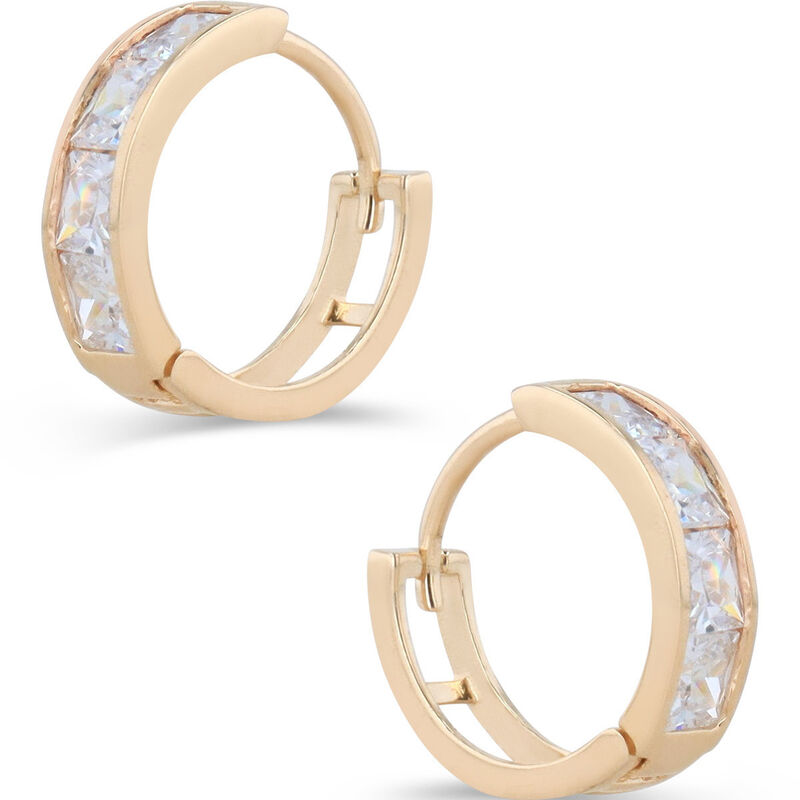 Arracadas Oro Amarillo 14k Con Zirconias 10mm image number null