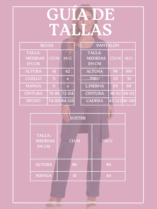 Conjunto Casual 3 Piezas Pantal&oacute;n, Blusa y C&aacute;rd... image number null