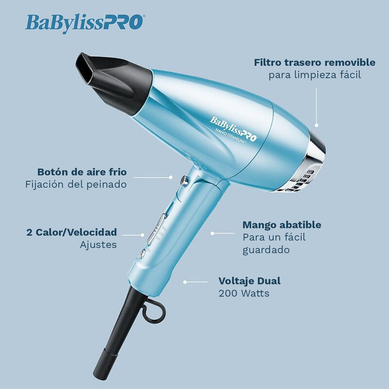 Secador Babylisspro Nano Titanium Bnt910 Plegab... image number null