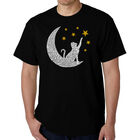 Camiseta Word Art Para Hombre - Gato y Luna - Negro