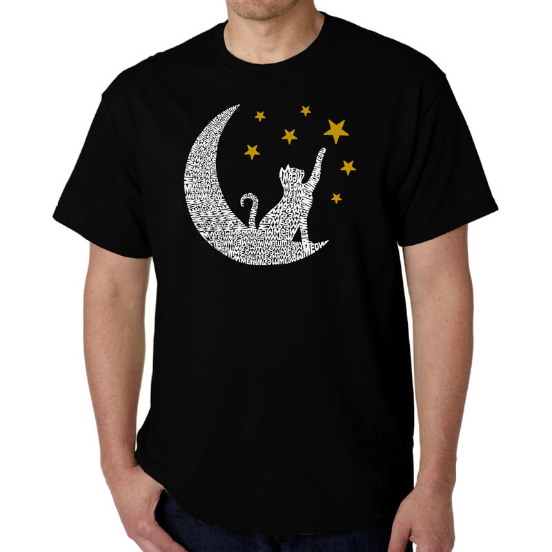 Camiseta Word Art Para Hombre - Gato y Luna - N... image number null