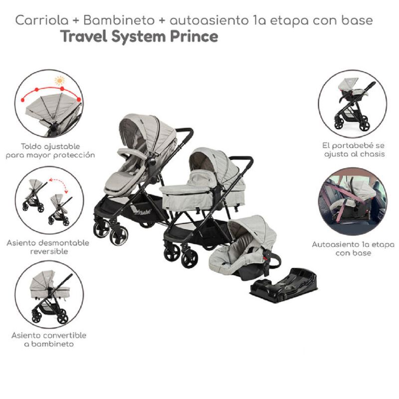 Carriola D'Beb&eacute; Travel System Prince Gris (END) image number null