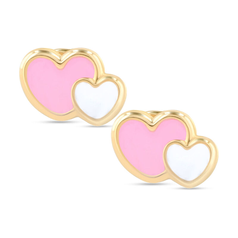 Broqueles De Corazones De Oro Amarillo 14k Con ... image number null