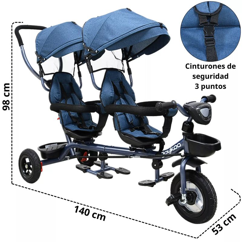 Triciclo Doble Ni&ntilde;os Asiento Giratorio Gemelar ... image number null
