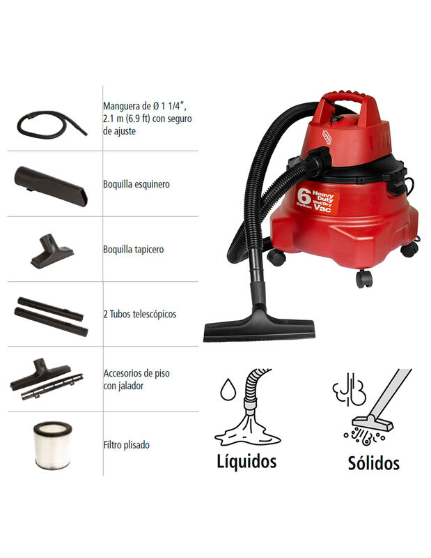Aspiradora IUSA Seco Mojado de 6 Galones image number null