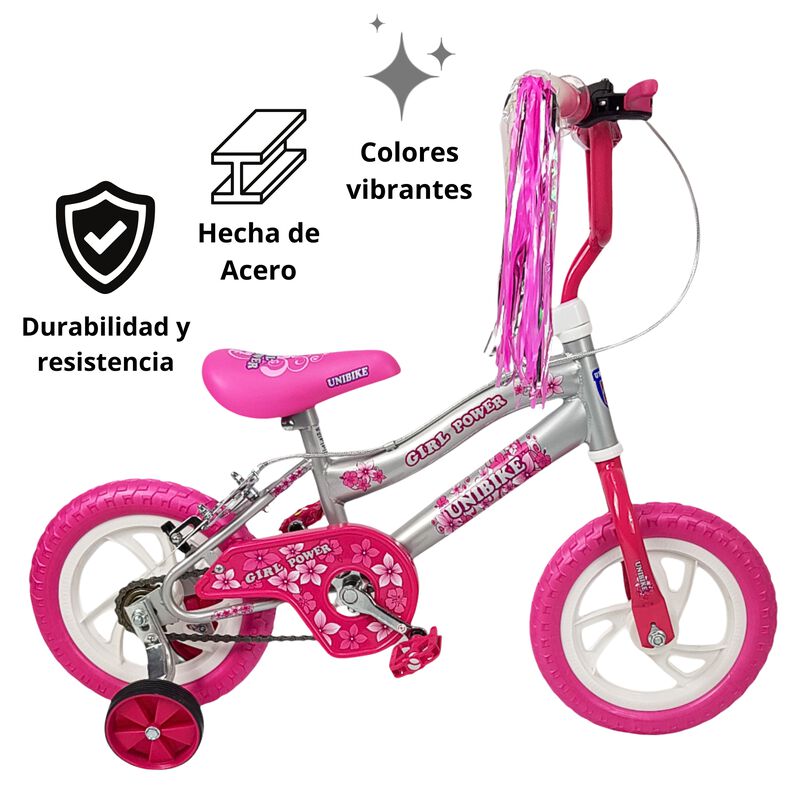 Bicicleta Infantil Ni&ntilde;as R12 Ruedas Auxiliares ... image number null