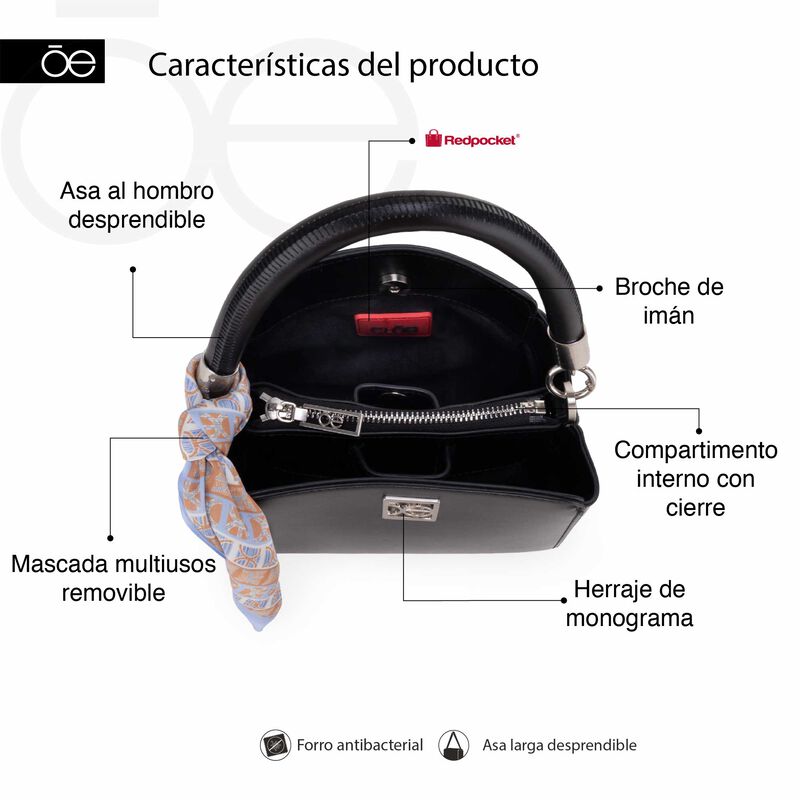 Bolsa Satchel Chica Con Mascada Color  Negro image number null