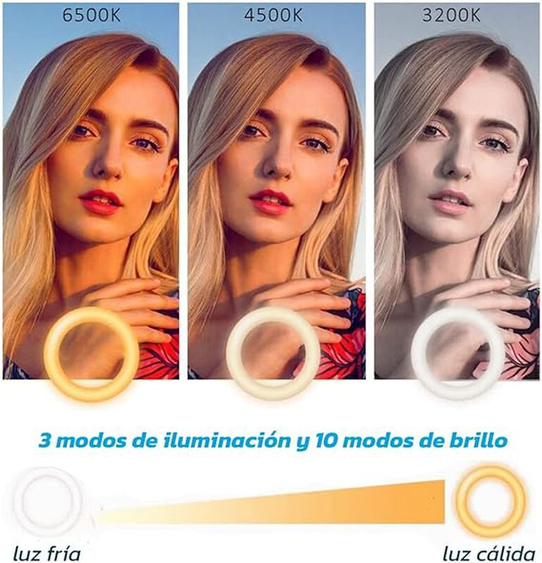 Aro de Luz LED 10 Pulgadas con Tripie Bluelande... image number null