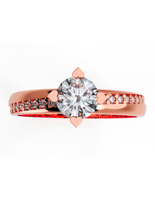 Anillo de Compromiso en Oro Rosa 14K con Circon... image number null