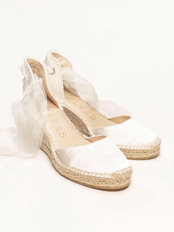 Alpargata de Cu&ntilde;a Media Raso Blanco image number null