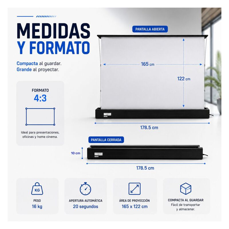 Pantalla Proyector Pull Up Ultracontraste 72'/8... image number null