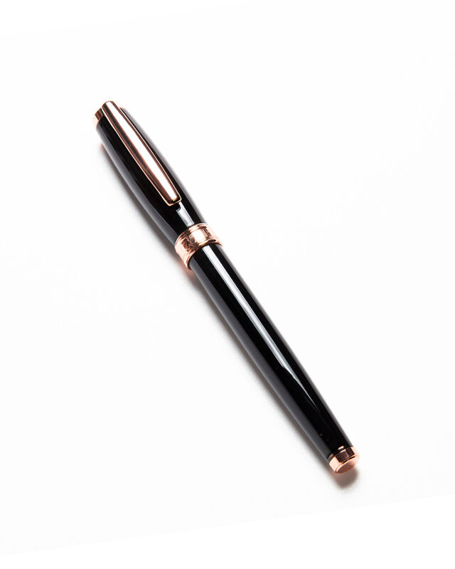 Pluma Bizzarro Negro Con Rose Gold-tinta Azul G... image number null