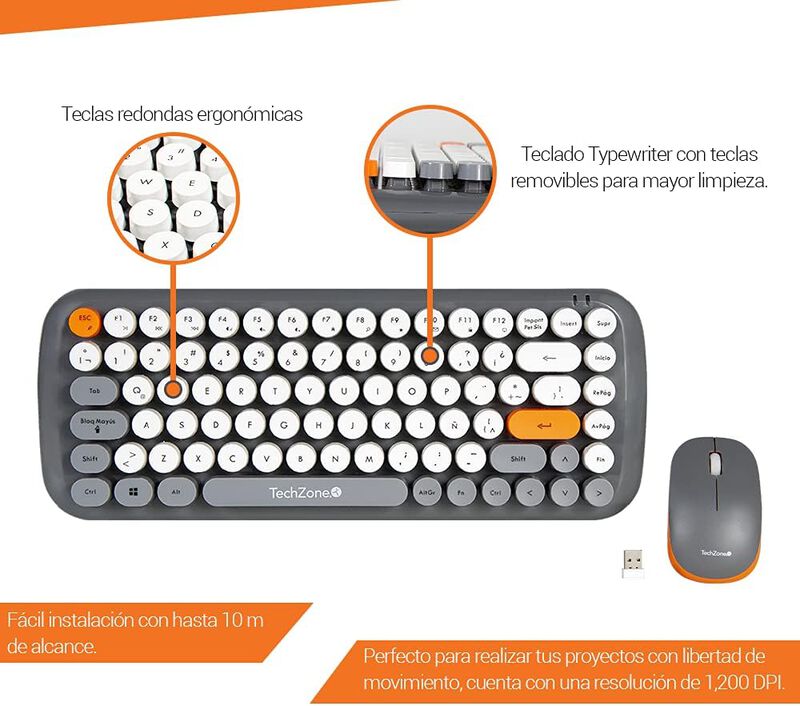 TechZone Teclado y Mouse Óptico Inalámbrico Plu... image number null