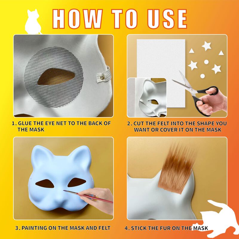 Kit De M&aacute;scara De Gato Diy Con Malla Para Pelo ... image number null