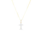 Dije De Cruz Con Cadena De Oro Amarillo Con Platinado 14k Con 5pts De Diamante