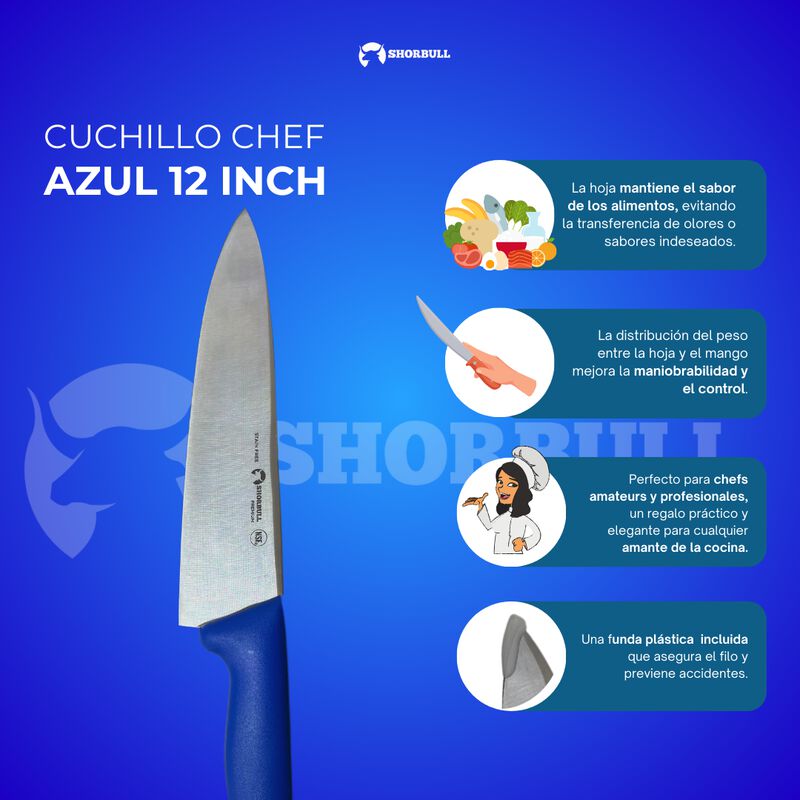 Cuchillo Chef 12 inch Hoja Acero Inoxidable Man... image number null