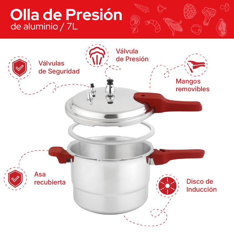 Cookit Olla De Presi&oacute;n Aluminio 7L Con Vaporera... image number null