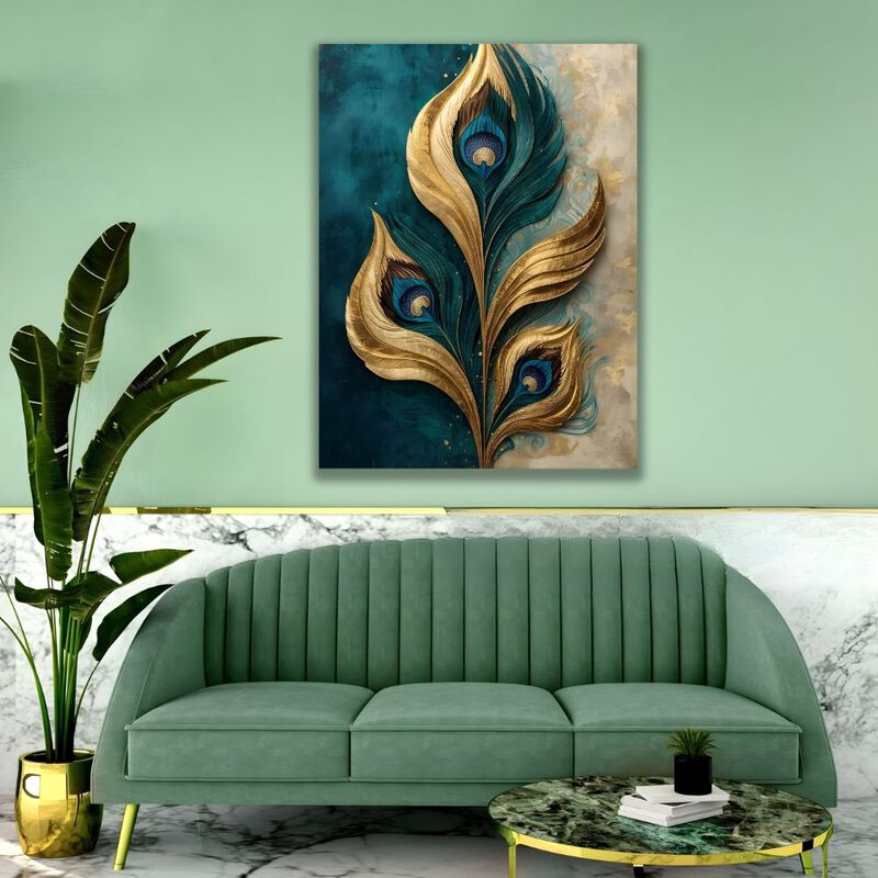 Cuadro Decorativo Impreso 40x60cm Plumaje Turqu... image number null