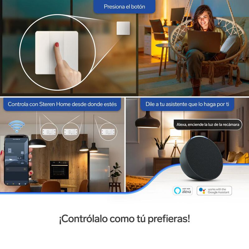 Apagador inal&aacute;mbrico RF cin&eacute;tico triple image number null