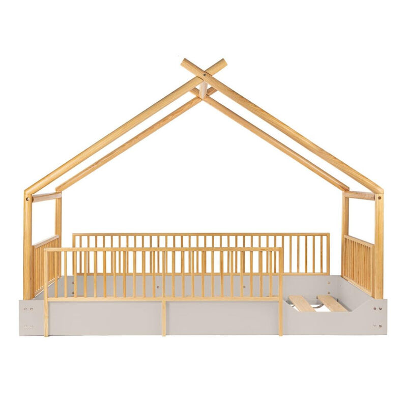 Cama Chalet Montessori de Madera con Barandales... image number null