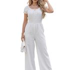 Jumpsuit Largo Fluido Malabis Ves-1044 Blanco Tela Ligera Y Ajuste En Cintuta