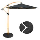Sombrilla Tipo Madera Negro Exterior Lujo 2.9m + Base Contrapeso Jardimex