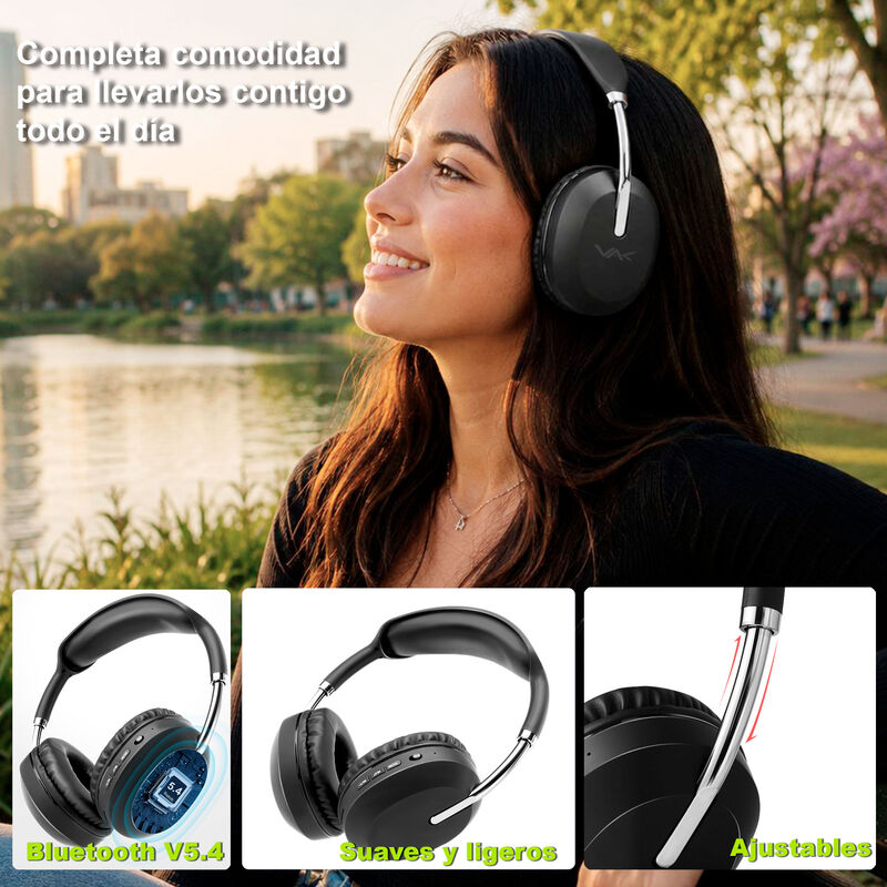 Aud&iacute;fonos VAK 2026 Bluetooth 3.5mm Fm Sd Diadem... image number null