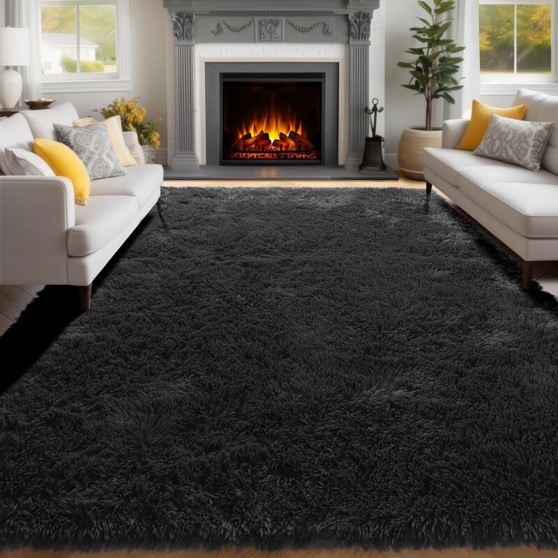 Alfombra Pagisofe Negra Esponjosa Para Dormitor... image number null