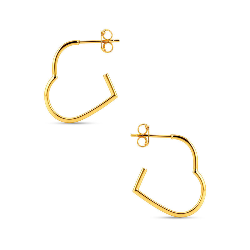 Aretes De Oro Amarillo 14k En Forma De Coraz&oacute;n image number null