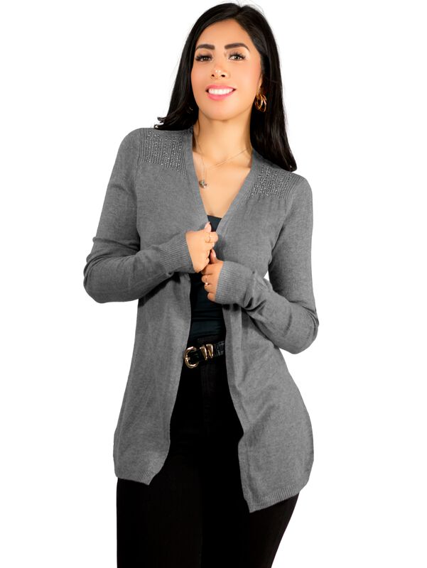 Su&eacute;ter Abierto De Mujer Con Detalles En Estoper... image number null