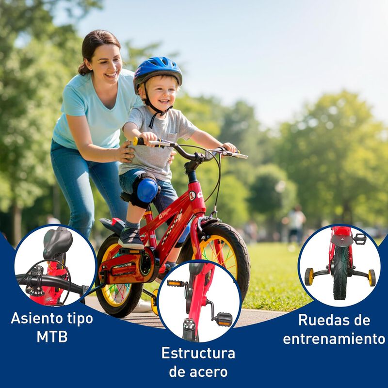 Bicicleta Infantil R14 Con Ruedas De Apoyo, Dob... image number null