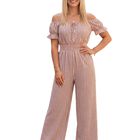 Jumpsuit Ves-1046 Rosa De Manga Corta Y Pierna Amplia