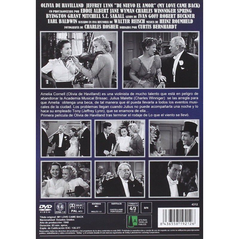 De Nuevo El Amor [dvd] (1940) My Love Came Back image number null