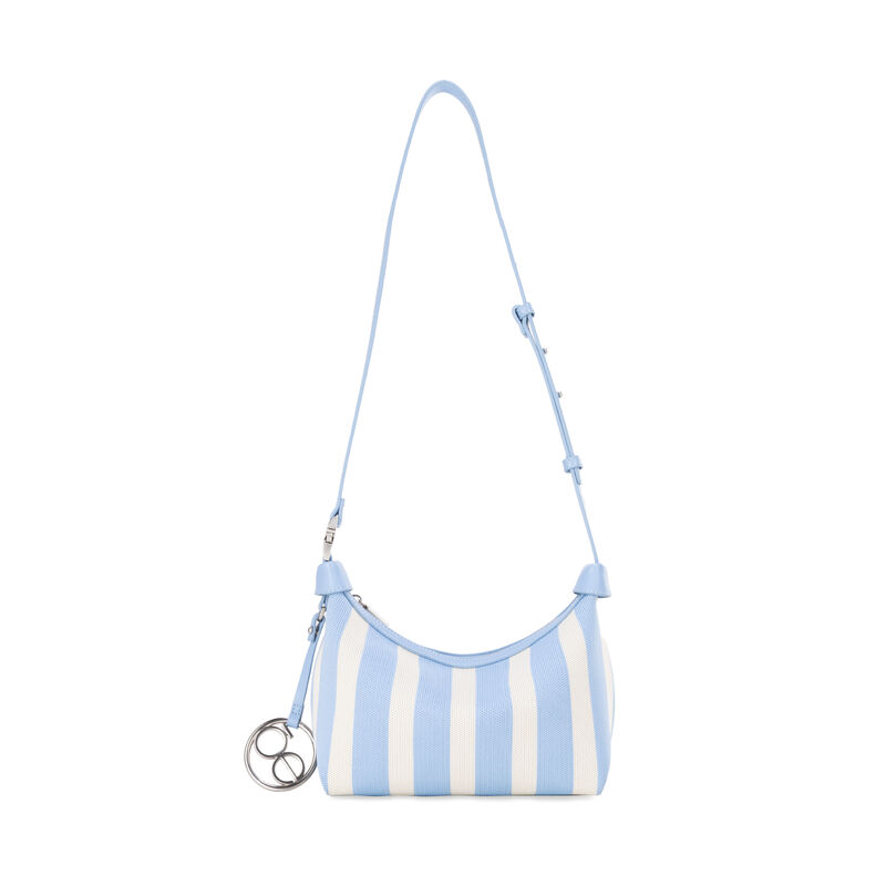 Bolsa Hobo Chica Con Dise&ntilde;o Rayas Color Azul-be... image number null