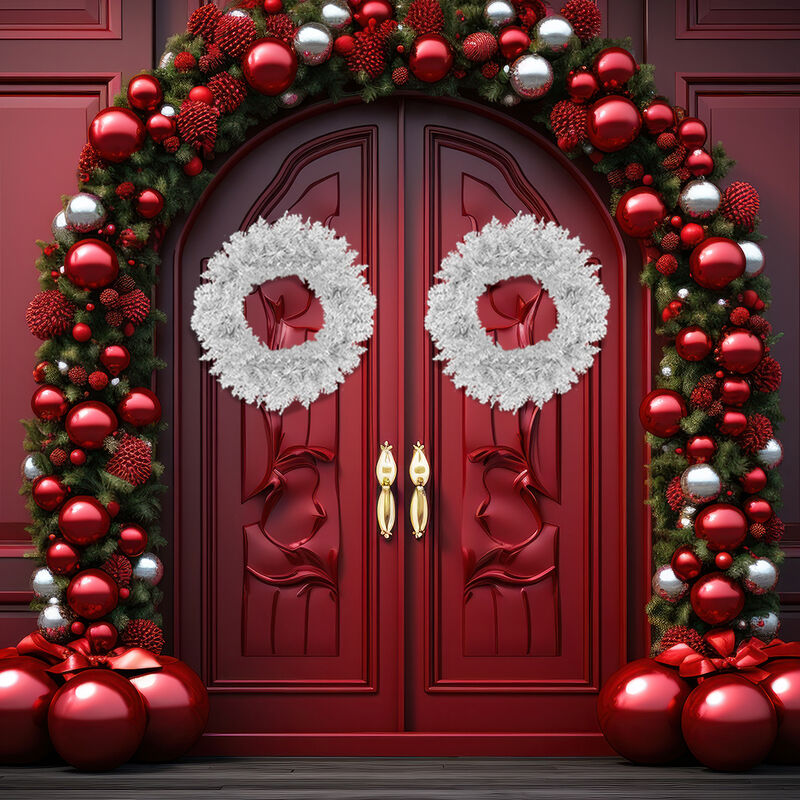 Corona Navide&ntilde;a Blanca Pino Adorno Artificial 6... image number null