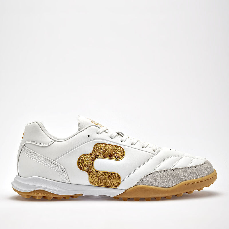 Charly tenis de f&uacute;tbol para hombre blanco dorad... image number null