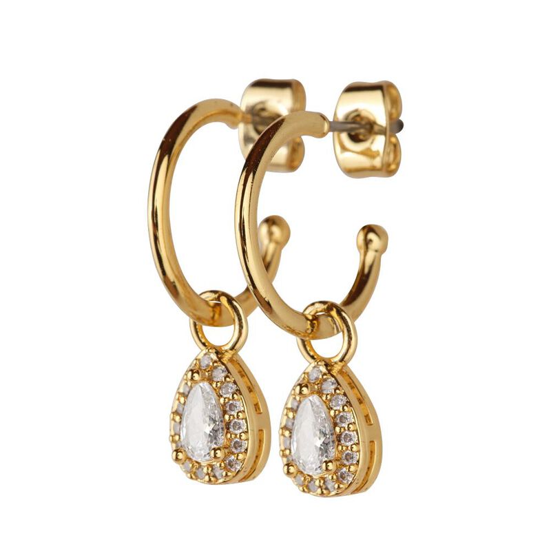 Aretes Mujer Oro 14k Arracadas Zirconia Joyer&iacute;a... image number null