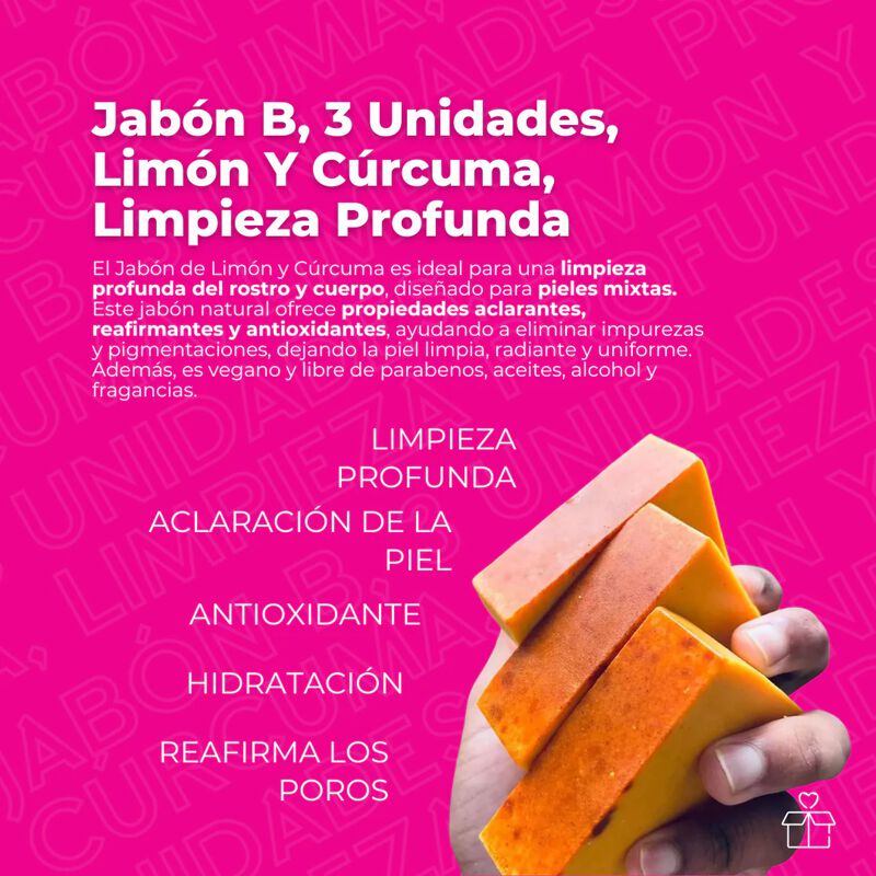 6 Jabones de C&uacute;rcuma Turmeric Limpieza Facial y... image number null