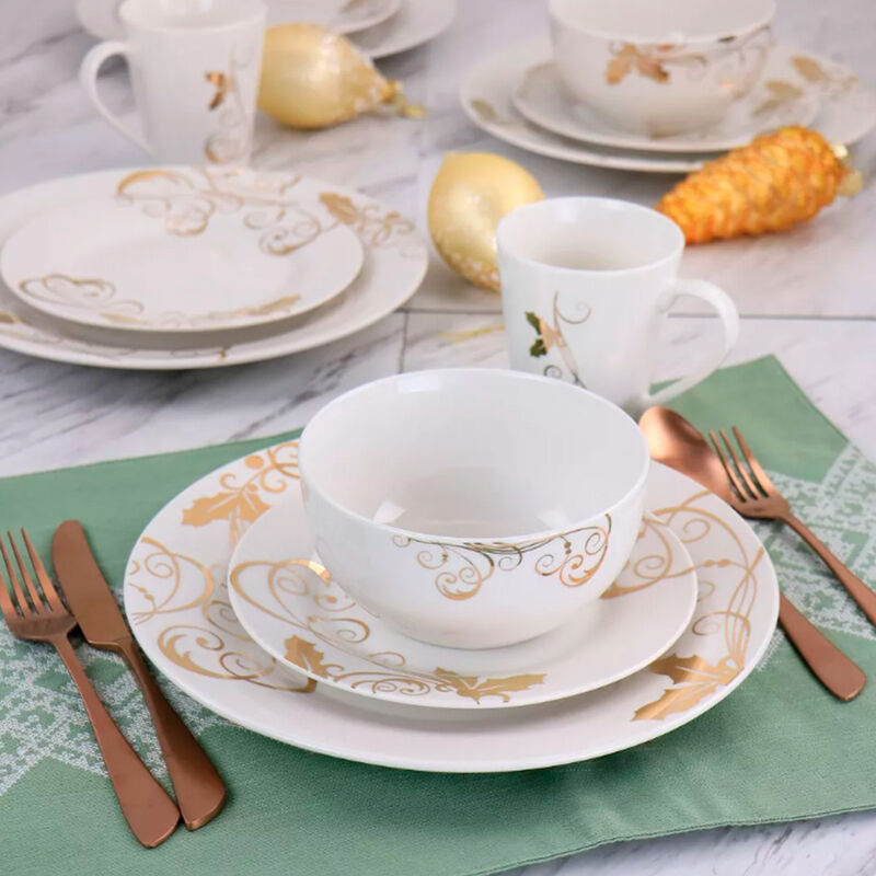 Vajilla Moderna Blanco/Dorado para 6 Personas 2... image number null